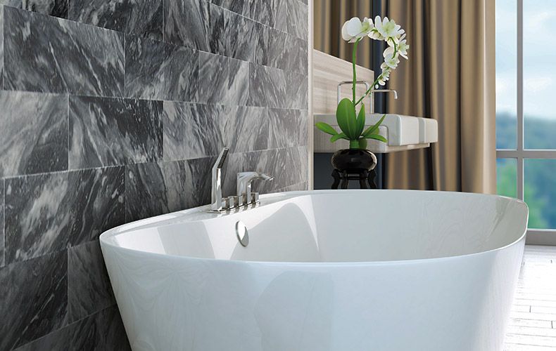 Realizzazione rivestimento bagno in marmo grigio bardiglio Carrara